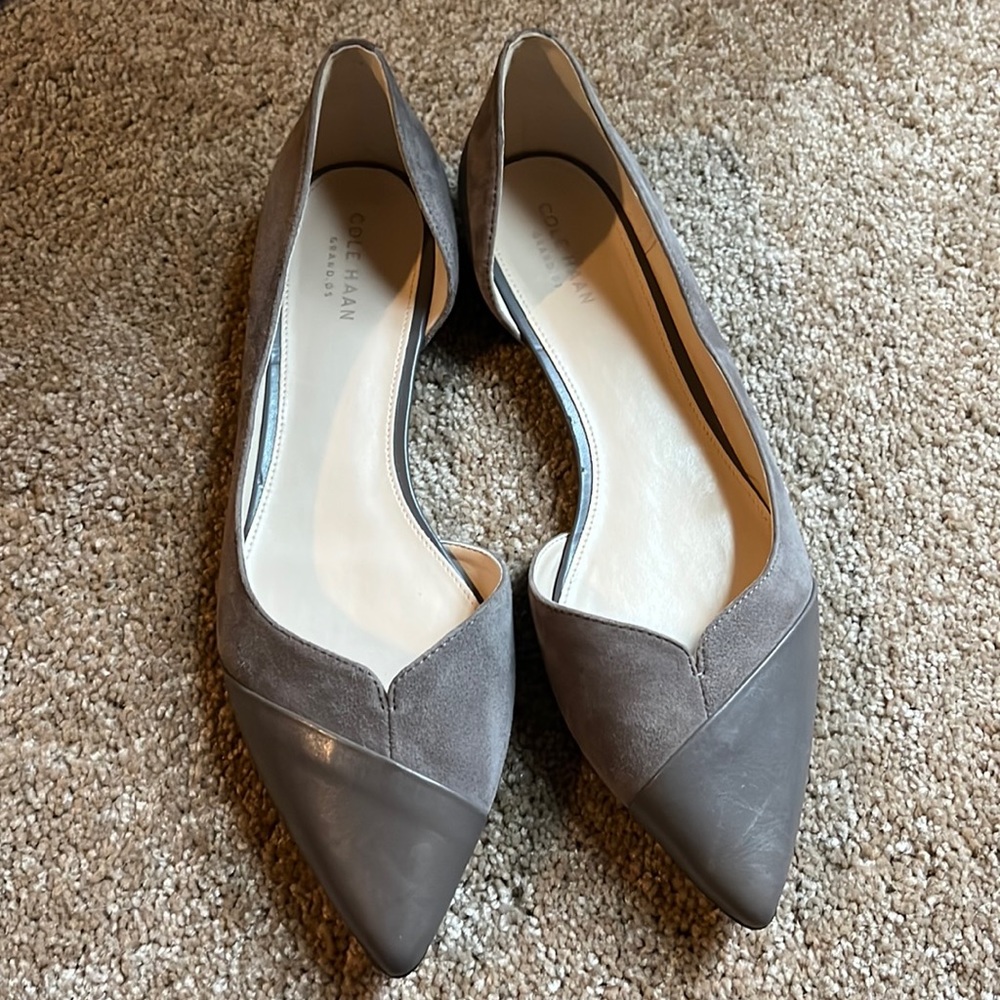 Cole Haan gray, leather and suede flats